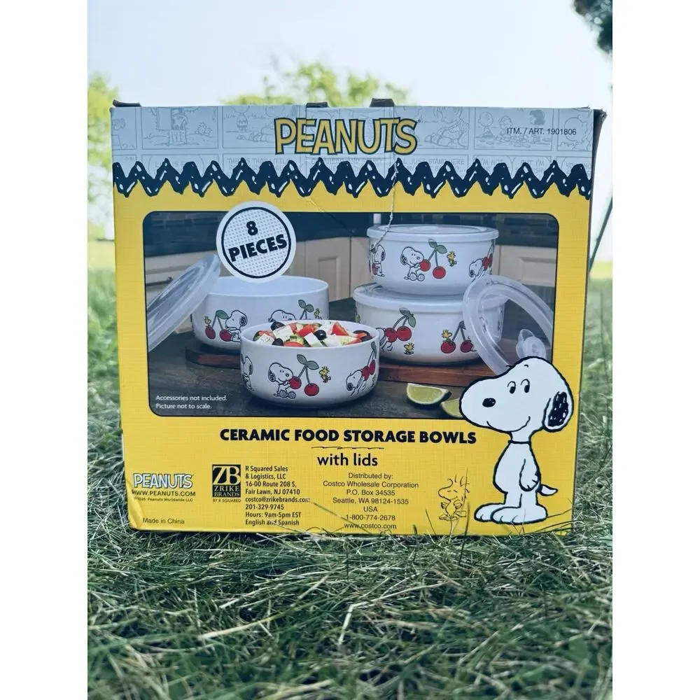 Peanuts 8 Piece Ceramic Food Storage set Containers & Lids